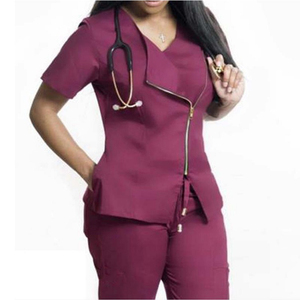High Quality Women Nursing <b>Scrubs</b> <b>Set</b> Soft Stretchy Medical Uniform Top & Pants Custom Hospital <b>Scrubs</b> - Product Image 1