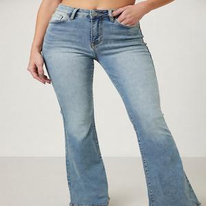 Vaqueros de mezclilla de corte bootcut para mujer, de cintura media, ajustados, elásticos, informales, transpirables, ecológicos, impermeables, de invierno, de colores, para fiesta - Product Image 4