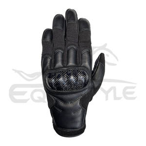 Gants de moto noirs à doigts entiers avec protection des articulations, en cuir, spandex et daim, avec protection personnalisée contre les chocs - Product Image 2