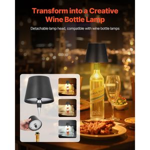 2 uds lámpara de mesa inalámbrica batería recargable lámparas de escritorio de altura ajustable Color negro - Product Image 2