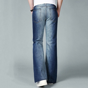 Pantalones de mezclilla vintage para hombre con efecto lavado y detalles de cuero, corte ajustado casual - Product Image 3