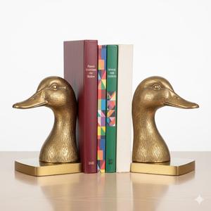 Sujetalibros decorativos de metal y latón con diseño de pato, estilo Art Deco vintage, personalizados. - Product Image 3