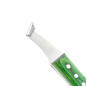 Couteau à sabots de cheval ergonomique avec manche en bois vert, nouveau design, outil de coupe et de nettoyage pour fermeurs, avec lame en acier inoxydable durable - Product Image 3