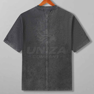 T-shirt décontracté streetwear délavé à l'acide pour homme – Polyester/coton doux délavé, coupe classique, style tendance, tissu confortable pour le quotidien - Product Image 2