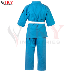 Uniformes de karaté sur mesure en toile 100 % coton bleu sarcelle haute durabilité, personnalisables OEM, 10oz, 12oz, 14oz – Vêtements d'arts martiaux - Product Image 3