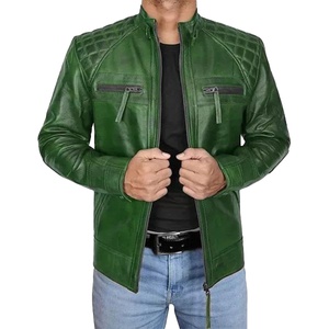 High-Quality <b>Leather</b> <b>Jacket</b> Crafted for Ultimate Durability New Fashionable <b>Men</b> <b>Leather</b> <b>Jackets</b> Green Colour <b>Men's</b> Biker <b>Jackets</b> - Product Image 2