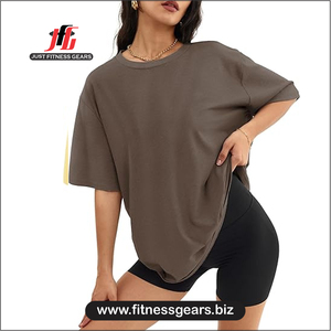 Women's O-Neck Short Sleeve T-Shirt Solid Blue Knitted Casual Wear Loose Fit Summer 100% Polyester - Product Image 6