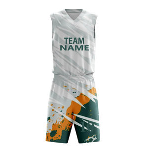 Ensembles d'uniformes de basketball, maillots en mesh respirant, shorts de sport, impression par transfert thermique, nom d'équipe personnalisé, 100% polyester - Product Image 3