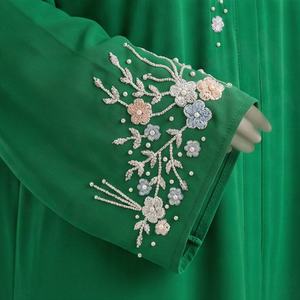 2025 OEM Kimono Outwear Abaya High Stretch Soft Thicker Polyester Fabric Muslim Women V Neck Long Sleeve Party Ramadan Wedding - Product Image 5