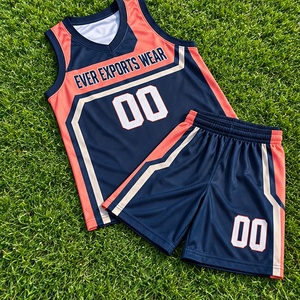 Uniforme de Baloncesto al por Mayor, Color Azul Marino, Rosa Coral, Panel Personalizado, Pantalones Cortos, Conjunto Deportivo para Equipos, Juvenil y Adulto, Venta al por Mayor - Product Image 1