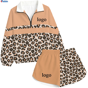 Conjunto Deportivo de 2 Piezas para Mujer, Estampado de Leopardo Morado, Chaqueta Cortavientos y Pantalones Cortos de Punto de Secado Rápido, Estilo Deportivo para Primavera/Verano - Product Image 3