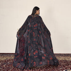 Abaya Premium con Lentejuelas y Capa Transparente, Silueta Elegante en Línea A, Modesta, para Oración, Eid, Fiestas y Eventos Nocturnos - Product Image 1