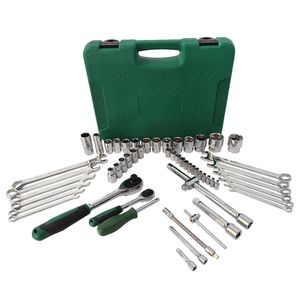 Ensemble d'outils mécaniques de 61 pièces, jeu de douilles à cliquet de 1/2" et 1/4" avec douille hexagonale de 17 mm et clés à cliquet - Product Image 5