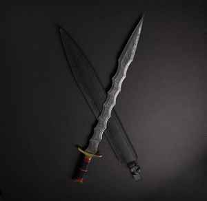 Épées personnalisées OEM en gros, de haute qualité, faites à la main, en acier Damas de qualité industrielle, style Viking, pour le camping en extérieur, avec fourreau d'épée antique - Product Image 4