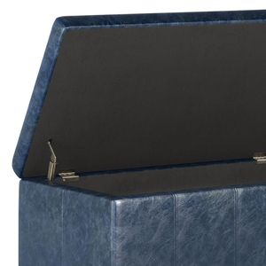 Banco Otomano de Almacenamiento en Mezclilla Azul Dover, Elegante Taburete y Otomano - Product Image 3