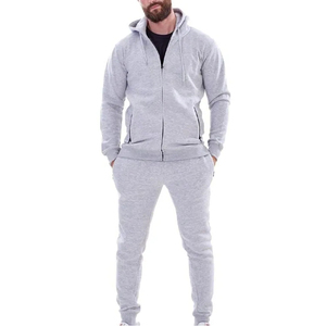 Conjunto Deportivo para Hombre, Color Gris, Cuello Alto, Cierre de Cremallera, Estilo Casual, Color Sólido, Algodón Transpirable, Sudadera y Pantalones de Peso Medio, Corte Regular - Product Image 3