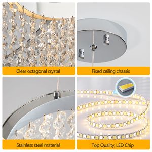 Lampadario a LED in Cristallo Moderno a Onda da 36 Pollici, Elegante con Altezza Regolabile, Temperatura Colore 3000K/4000K/6000K - Product Image 6