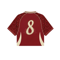 Camiseta de Fútbol para Hombre, Color Marrón, con Estampado Sublimado, Manga Corta, Transpirable, Poliéster, Corte Regular, Cuello Camisero, para Todas las Temporadas
