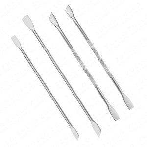 Pousse-cuticules double extrémité en acier inoxydable couleur personnalisée, outil grattoir à ongles à pointe plate pour techniciens, manucure et nettoyage des vernis - Product Image 3