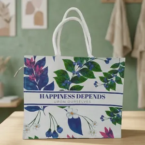 Bolsa de Yute Natural Premium de 20x25cm, Ecológica, Reutilizable, para Compras, con Asas Resistentes, para Comercio Minorista - Product Image 4