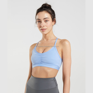 Solid Color Support Women's Adult Size Breathable Sports <b>Bra</b> with <b>Removable</b> <b>Pads</b> Front Logo for Gym Fitness Training - Product Image 5