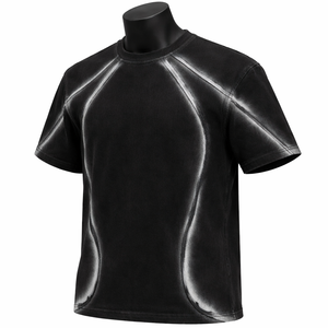 เสื้อยืดสตรีทแวร์วินเทจสีสันตามสั่ง ล้างสีแบบแอซิดวอช สำหรับผู้ชาย ผ้าฝ้ายถัก แห้งเร็ว ระบายอากาศดี รุ่นปี 2026 - Product Image 3