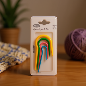 Agujas de tejer curvas de plástico Ilan, 4 piezas, coloridas, para tejer en forma de espina de pescado - Product Image 3