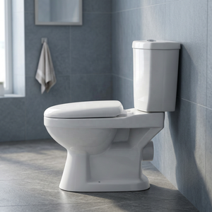 Inodoro de Cerámica Moderno de Dos Piezas, Alargado, Blanco, Estándar Internacional Legend, sin Borde, para Baño - Product Image 6