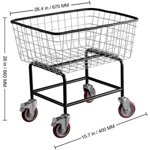 Carrello Portabiancheria Commerciale in Filo Metallico 4.5 Bushel 35"L X 15.7"W X 22"H con Ruote e Costruzione Robusta - Product Image 4