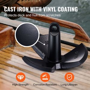 Impressionante Ancora a Fungo H da 30 Libbre per Fiumi, Grado Marino, in Ghisa con Rivestimento in Vinile Nero per Barche fino a 30 Piedi - Product Image 5