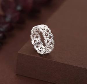 Bague en argent sterling avec motif dentelle filigranée - Product Image 4