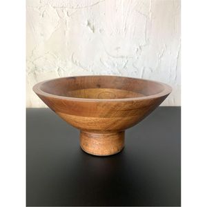 Cuenco de Pedestal de Madera de Acacia Rústica Hecho a Mano - Cuenco Grande Decorativo con Base para Ensaladas, Frutas, Dulces y Decoración del Hogar - Product Image 5