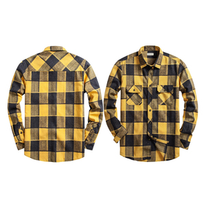 <b>Flannel</b> Shirt Men Plaid Cotton Long Sleeve Button Up Casual Streetwear Check Shirt Custom Logo Wholesale <b>Flannel</b> Shirt - Product Image 2