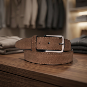 Wholesale Suede Leather Belts for <b>Men</b> Custom Buckle Logo Fashion Supplier from Divine International - Product Image 6