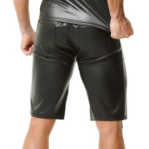 Shorts de jogging sans manches pour homme en cuir de vachette de qualité, avec fermeture éclair, motif uni, respirant, tissé, style urbain - Product Image 2