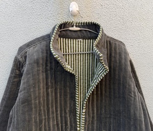 Veste matelassée réversible en velours faite à la main pour femme, avec poches avant, manteau d'hiver en coton, vêtement d'extérieur décontracté - Product Image 2
