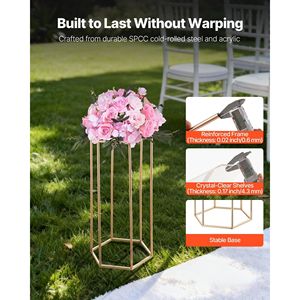 10 pièces de supports floraux hexagonaux en acrylique de 23,62 pouces pour mariages, présentoirs floraux cubiques et décorations de table - Product Image 3