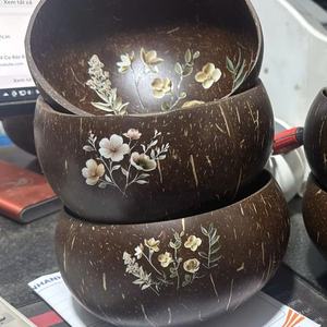 Bol de noix de coco acceptable OEM léger impression de motifs 3D écologique et poli agréable pour les cadeaux fabriqués au Vietnam - Product Image 2