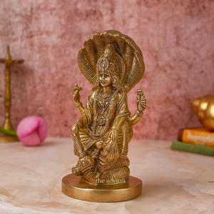 Décoration intérieure moderne Lord Vishnu avec figurine de serpent Pièce maîtresse en laiton faite à la main pour bureau à domicile Article de cadeau de mariage religieux - Product Image 2