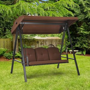 Columpio de Porche Ajustable para 3 Personas con Toldo y Cojines, Columpios para Patio - Product Image 2
