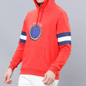 Sweat-shirt à capuche rouge pour homme, coupe classique, 100% coton lourd, imprimé personnalisé, avec motif de basket-ball, à rayures - Product Image 5
