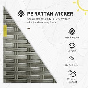 Set di mobili in vimini da giardino in 7 pezzi divano componibile in plastica a grana di legno misto grigio con tavolo da conversazione - Product Image 4