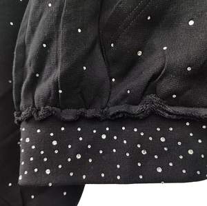 Sudadera con capucha y cremallera de alas de mariposa con pedrería para hombre y mujer 2026 Negra Oversize con gráfico plateado brillante, Chaqueta urbana de streetwear HD - Product Image 5