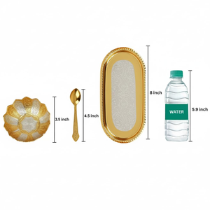 Flower Shape Gold Silver <b>Bowl</b> Set with Tray and Spoons Decorative <b>Metal</b> Serving <b>Bowls</b> Luxury Dry Fruits Sweets Snacks Home Dini - Product Image 4