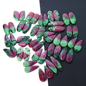 พลอยรูบี้โซไซต์ธรรมชาติคู่ สีเขียวแดง สำหรับแหวน จี้ ต่างหู และการทำเครื่องประดับเงิน - Product Image 3