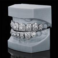 Grillz de Dientes de Lujo Ajustables de Plata con Diamantes de Alta Demanda para Mandíbula Superior/Inferior, Ajuste Cómodo
