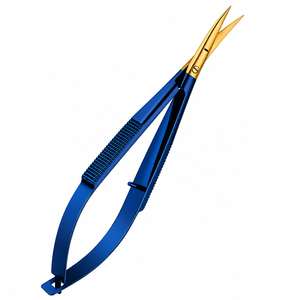 Tijeras de Bordado Curvas de Acero Inoxidable con Logotipo Personalizado en Azul y Dorado, para Cejas, Costura, Belleza y Cuidado Personal, para Diestros - Product Image 1