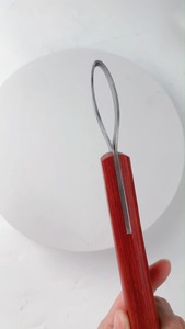 Loop Knife Double <b>Edged</b> Hoof Trimming Knife with Wooden Handle Horse Farrier <b>Tool</b> Non Slip Equine Grooming Loop Oval Hoof knife - Product Image 5