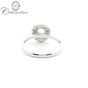 Classic Double Halo 0.50ct Oro blanco (18K AU750) Montaje de anillo con forma redonda Diamante natural para boda o fiesta - Product Image 3