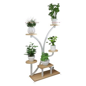 Support à plantes en métal courbé à 6 niveaux, élégant, pour l'intérieur et l'extérieur, étagère de présentation pour pots de fleurs, pour salon, balcon, jardin - Product Image 2